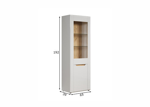 Kummut MARLON valge läige / tamm, 65x39xH192 cm