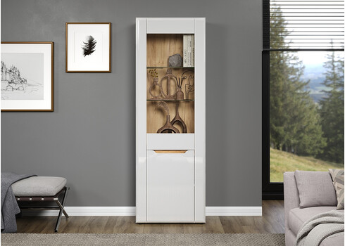 Kummut MARLON valge läige / tamm, 65x39xH192 cm