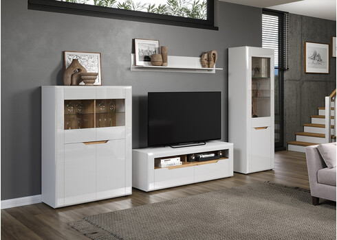 Kummut MARLON valge läige / tamm, 65x39xH192 cm