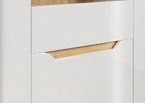 Kummut MARLON valge läige / tamm, 65x39xH192 cm