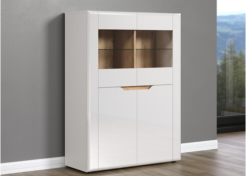 Kummut MARLON valge läige / tamm, 96x39xH132 cm