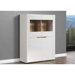 Kummut MARLON valge läige / tamm, 96x39xH132 cm