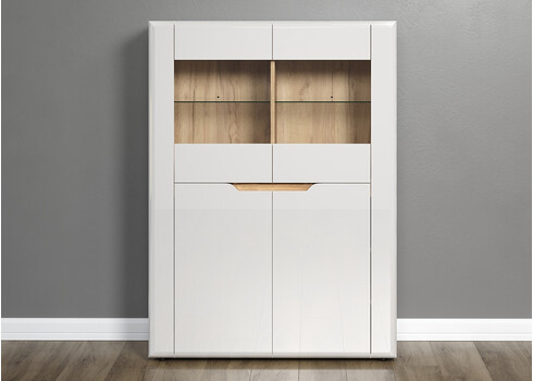 Kummut MARLON valge läige / tamm, 96x39xH132 cm