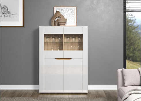 Kummut MARLON valge läige / tamm, 96x39xH132 cm