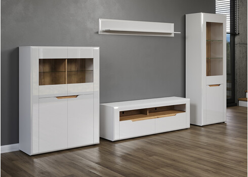 Kummut MARLON valge läige / tamm, 96x39xH132 cm