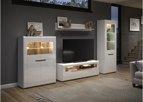 Kummut MARLON valge läige / tamm, 96x39xH132 cm