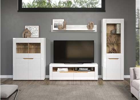 Kummut MARLON valge läige / tamm, 96x39xH132 cm