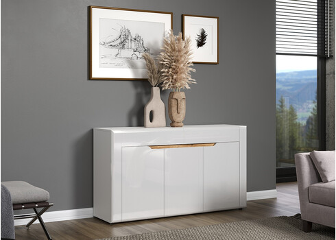 Kummut MARLON valge läige / tamm, 150x39xH84 cm