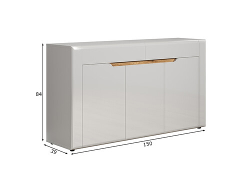 Kummut MARLON valge läige / tamm, 150x39xH84 cm