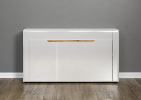 Kummut MARLON valge läige / tamm, 150x39xH84 cm