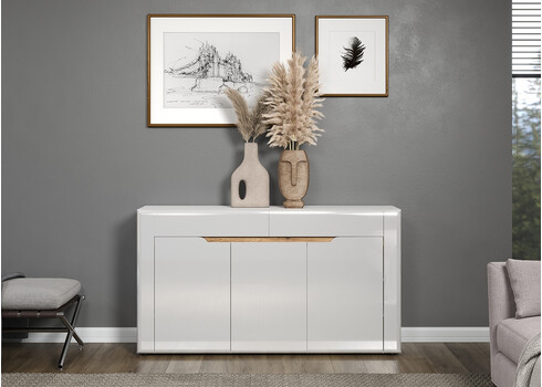 Kummut MARLON valge läige / tamm, 150x39xH84 cm