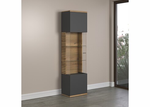 Vitriinkapp NORRIS antratsiit / tamm, 51x38xH205 cm