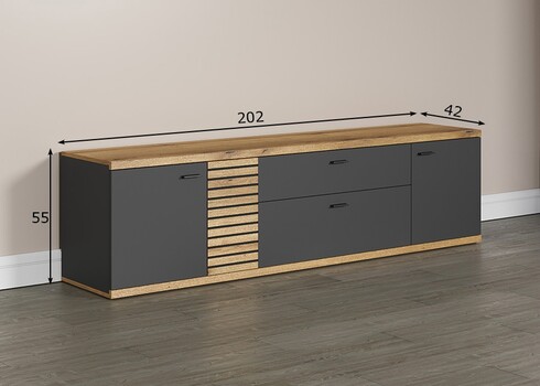 Tv-alus NORRIS antratsiit / tamm, 202x42xH55 cm