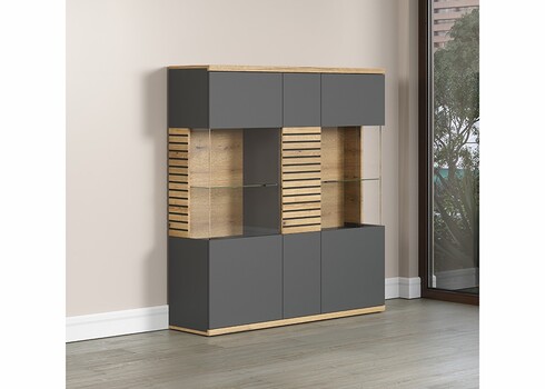 Vitriinkapp NORRIS antratsiit / tamm, 131x38xH147 cm