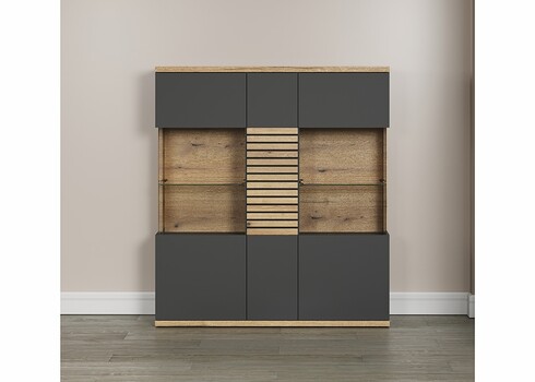 Vitriinkapp NORRIS antratsiit / tamm, 131x38xH147 cm