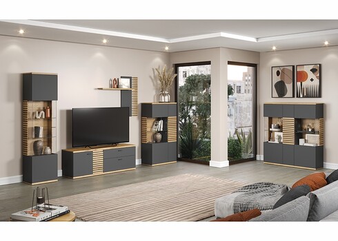 Vitriinkapp NORRIS antratsiit / tamm, 131x38xH147 cm