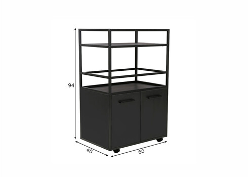 Baarikapp ratastel MOSAIK must, 60x40xH94 cm