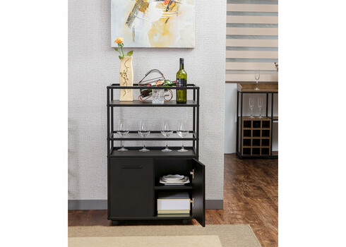 Baarikapp ratastel MOSAIK must, 60x40xH94 cm