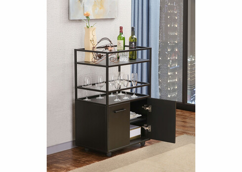 Baarikapp ratastel MOSAIK must, 60x40xH94 cm