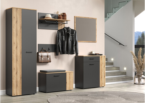 Esikukapp ESTEBAN antratsiit / tamm, 60x36xH195 cm