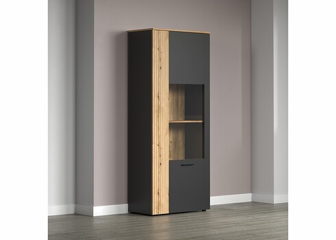 Vitriinkapp ESTEBAN antratsiit / tamm, 80x42xH195 cm