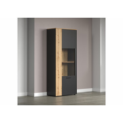 Vitriinkapp ESTEBAN antratsiit / tamm, 80x42xH195 cm