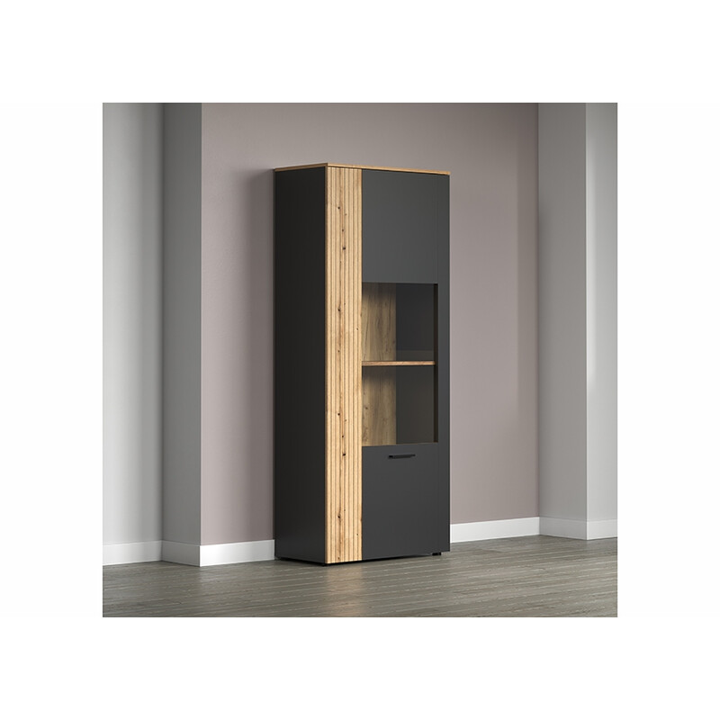 Vitriinkapp ESTEBAN antratsiit / tamm, 80x42xH195 cm