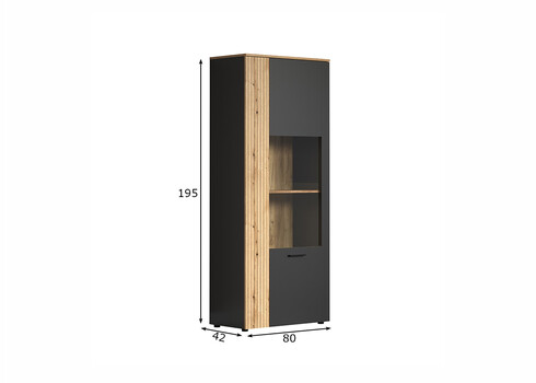 Vitriinkapp ESTEBAN antratsiit / tamm, 80x42xH195 cm