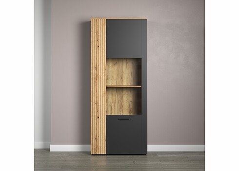 Vitriinkapp ESTEBAN antratsiit / tamm, 80x42xH195 cm
