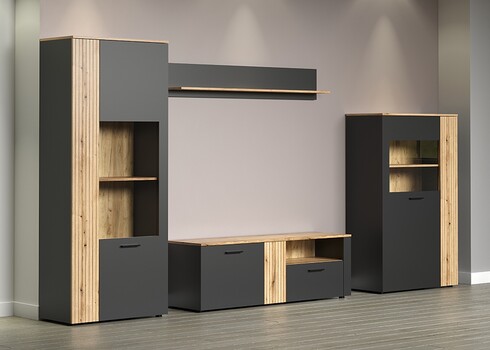 Vitriinkapp ESTEBAN antratsiit / tamm, 80x42xH195 cm