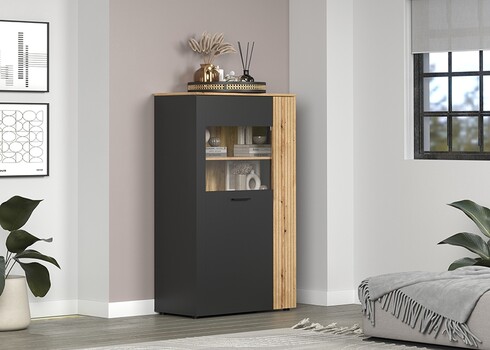 Kummut ESTEBAN antratsiit / tamm, 90x42xH146 cm