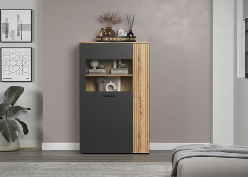 Kummut ESTEBAN antratsiit / tamm, 90x42xH146 cm