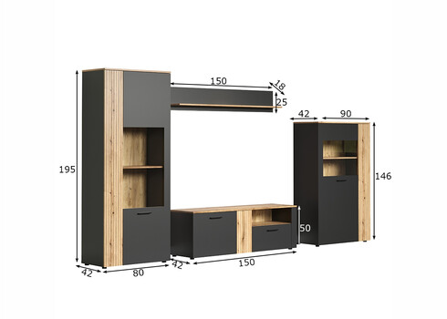 Elutoamööbli komplekt ESTEBAN antratsiit / tamm