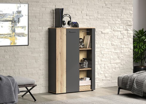 Kummut ESTEBAN antratsiit / tamm, 90x34xH132 cm