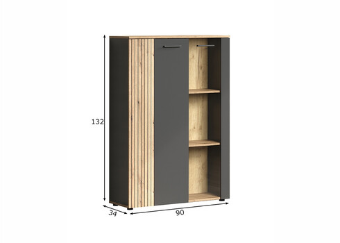 Kummut ESTEBAN antratsiit / tamm, 90x34xH132 cm