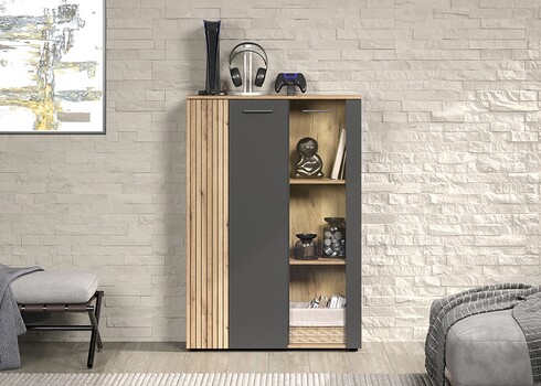 Kummut ESTEBAN antratsiit / tamm, 90x34xH132 cm