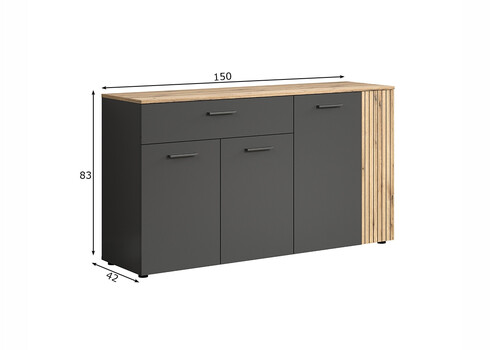 Kummut ESTEBAN antratsiit / tamm, 150x42xH83 cm