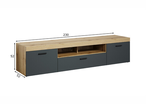 Tv-alus TYLER antratsiit / tamm, 230x52xH52 cm