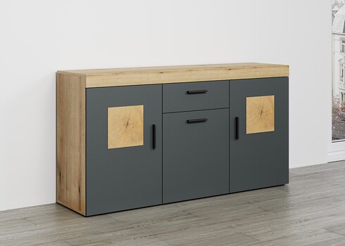 Kummut TYLER antratsiit / tamm, 160x42xH86 cm