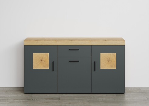 Kummut TYLER antratsiit / tamm, 160x42xH86 cm