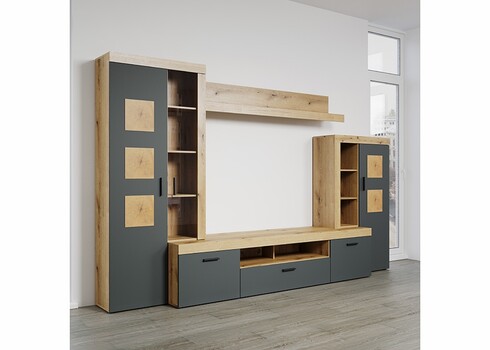 Elutoamööbli komplekt TYLER antratsiit / tamm