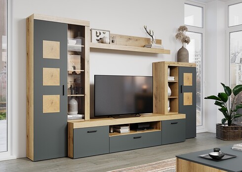 Elutoamööbli komplekt TYLER antratsiit / tamm