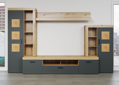 Elutoamööbli komplekt TYLER antratsiit / tamm