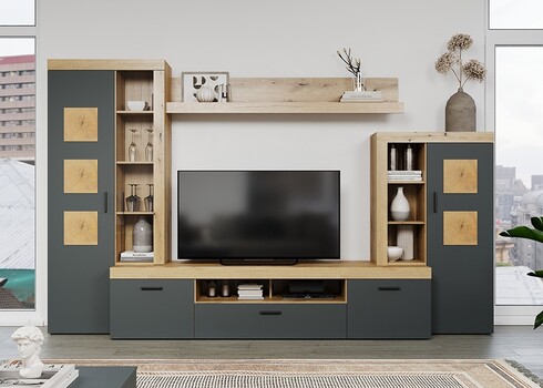 Elutoamööbli komplekt TYLER antratsiit / tamm