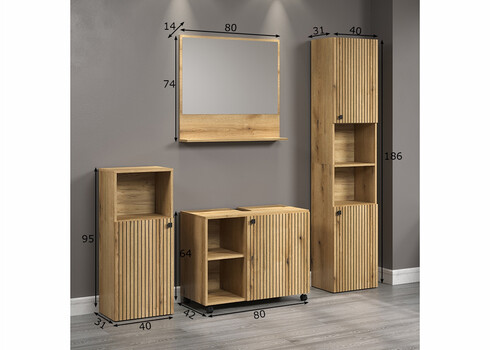 Vannitoamööbli komplekt PURE BLISS tamm