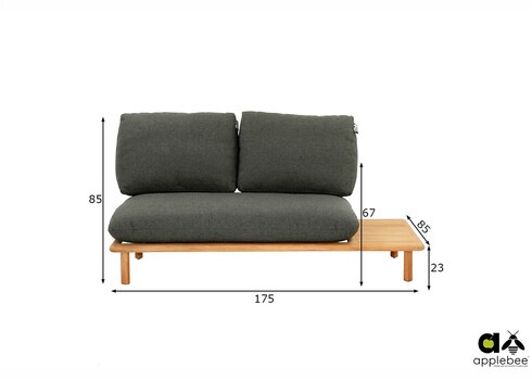 Diivan vasak Apple Bee SLING pruun / hall, 175x85xH62 cm