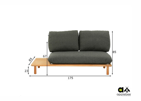 Diivan parem Apple Bee SLING pruun / hall, 175x85xH62 cm