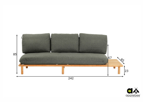 Diivan vasak Apple Bee SLING pruun / hall, 242x85xH62 cm