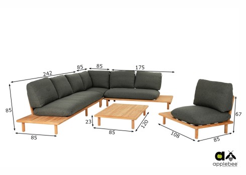 Aiamööbli komplekt Apple Bee SLING pruun / hall