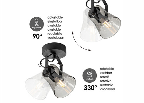 Kohtvalgusti EDGE must, D10,5xH18,5 cm, E14